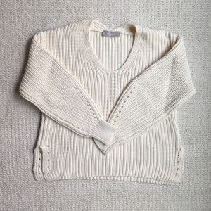 NEW Everlane Texture Cotton V-Neck Sweater Small